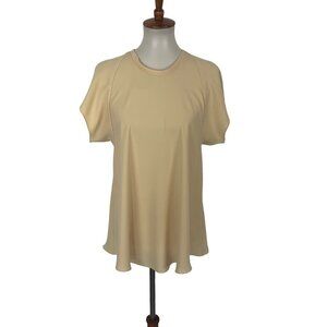 Ellery Women Blouse Top Yellow Crewneck Short Sleeve Designer 0